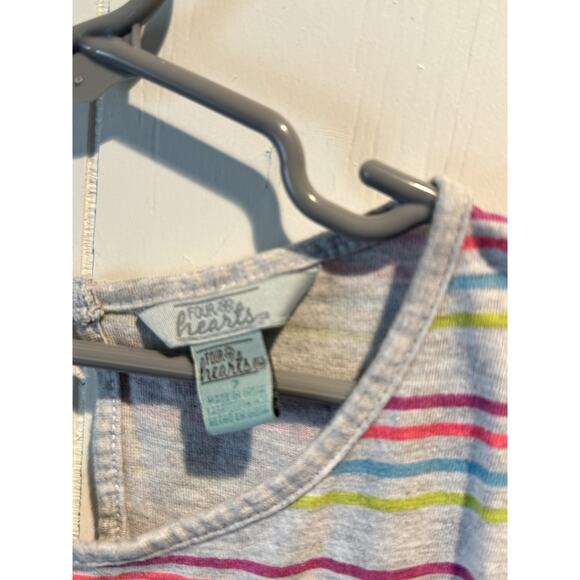 Four Hearts Girl's Gray Dress with Stripes Size 7 - Picture 4 of 4